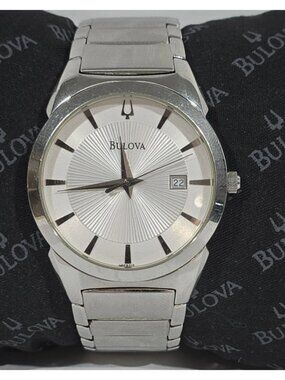 Bulova Men's Silver Tone Stainless Steel 38mm Wristwatch C860832 Working Elegant
